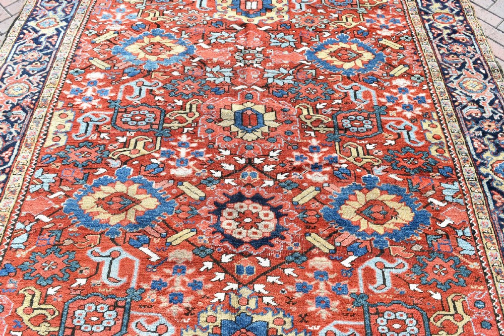 Antique Persian Heriz carpet with all over design View III