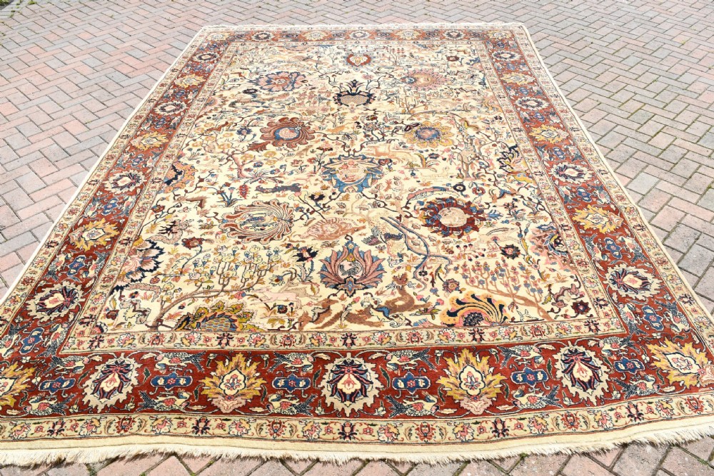 Old Benylian Tabriz roomsize carpet 355x259cm