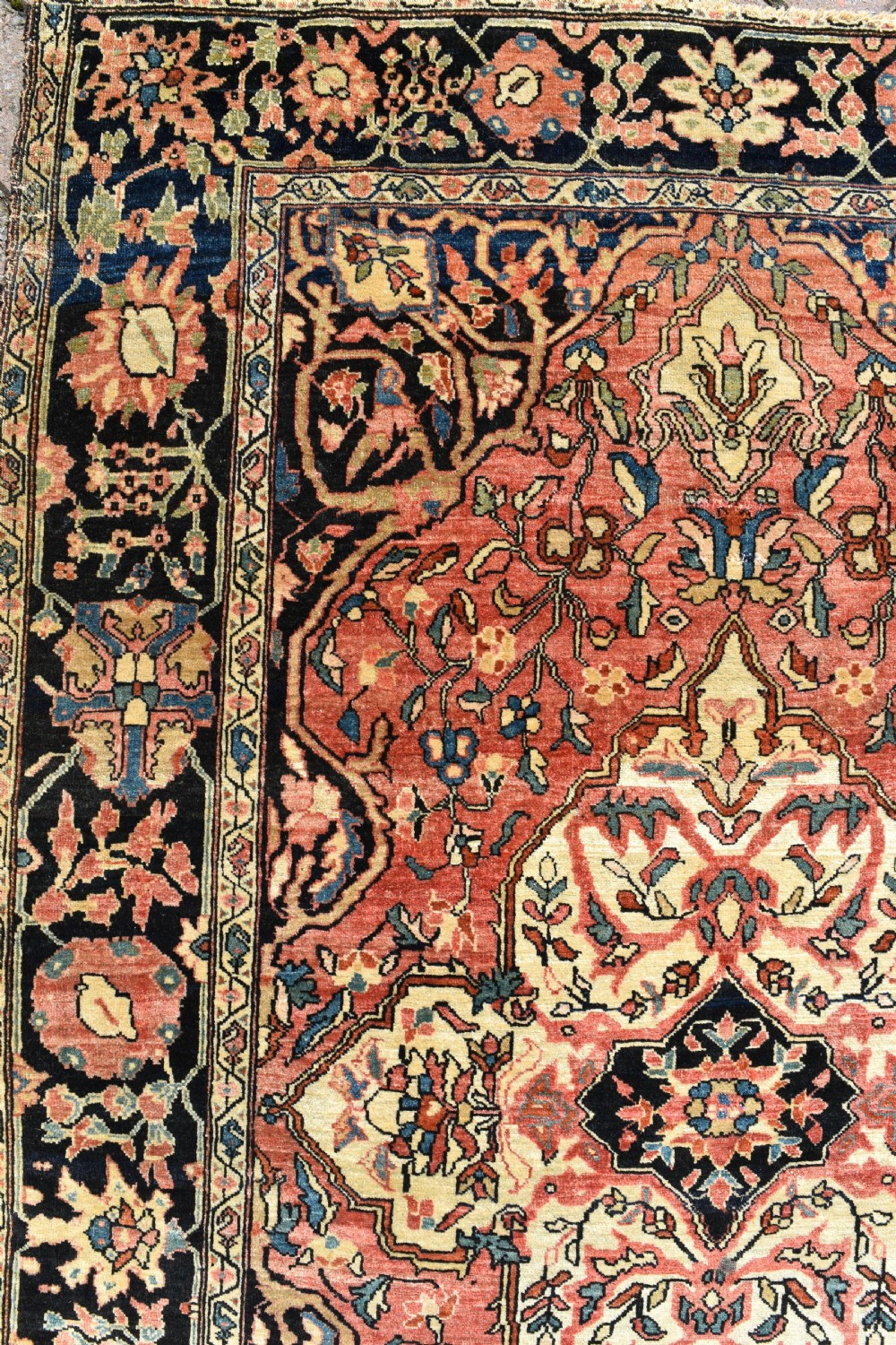 Antique part Silk Sarouk rug 143x108cm View II