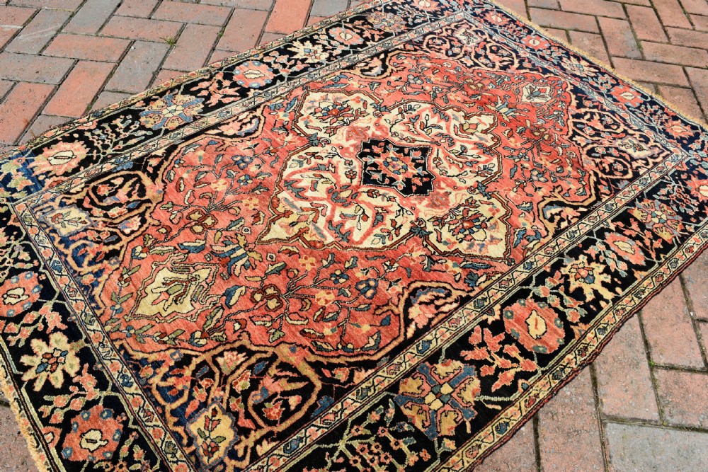 Antique part Silk Sarouk rug 143x108cm View VI