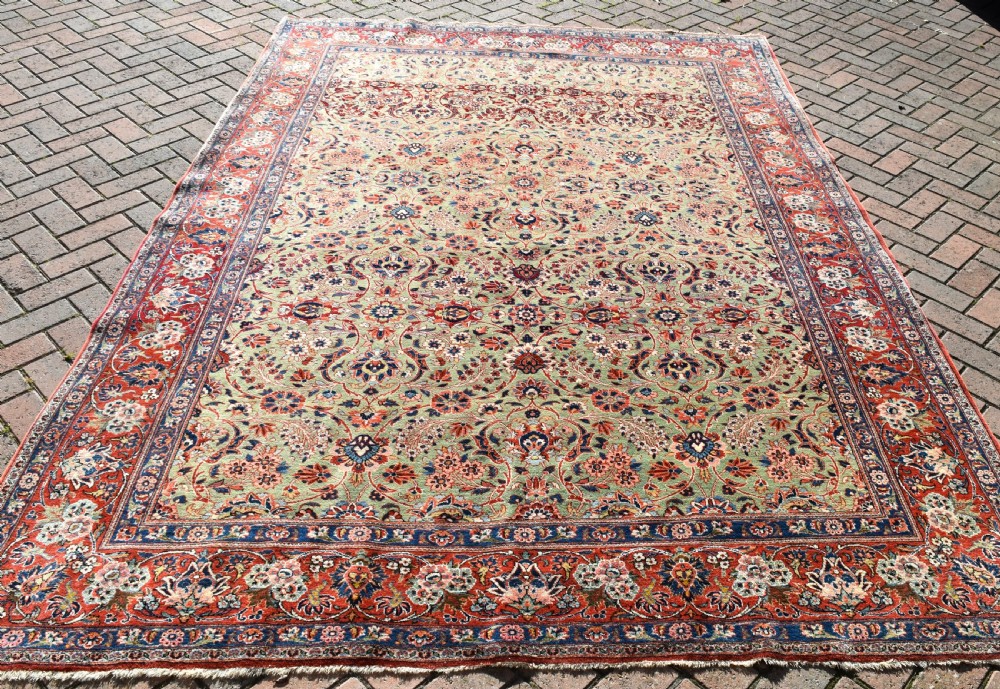 Antique Green ground Kashan carpet 304x212cm View II