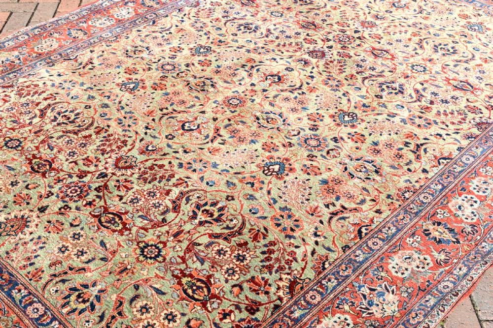 Antique Green ground Kashan carpet 304x212cm View X