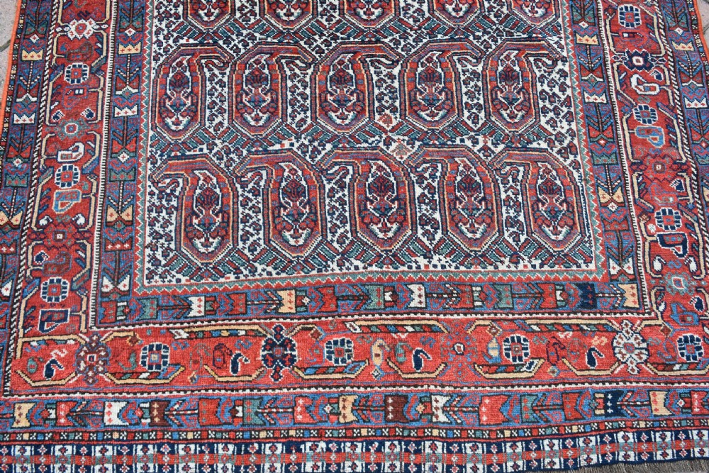 Antique ivory ground Khamseh tribal rug 166x134cm View II