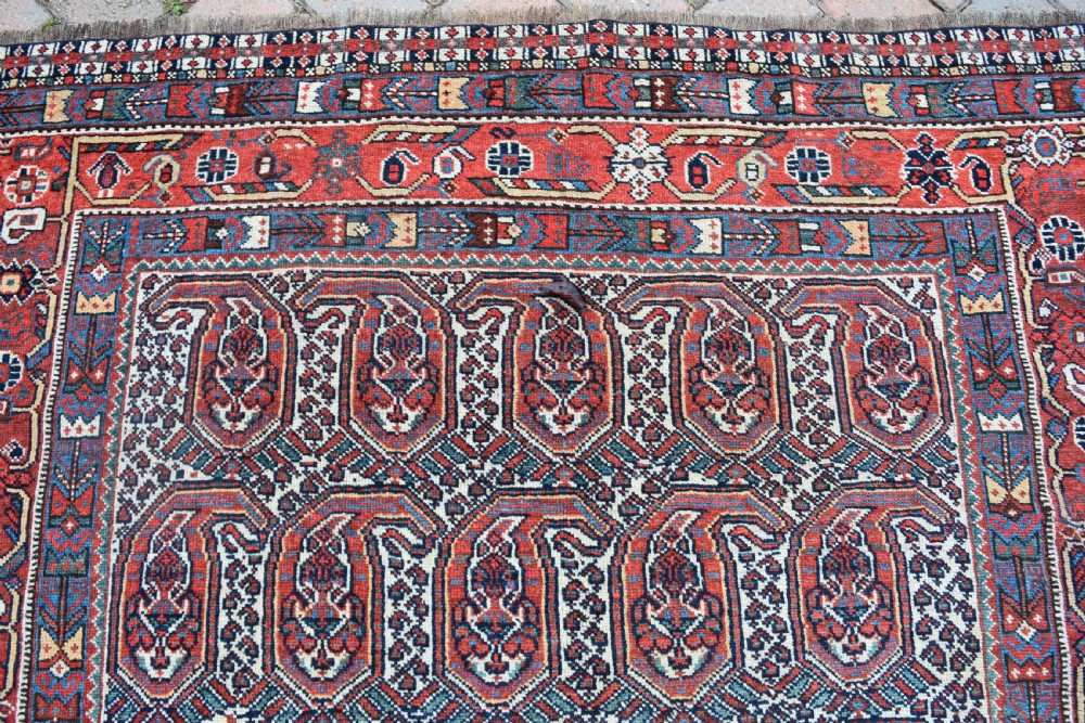 Antique ivory ground Khamseh tribal rug 166x134cm View V