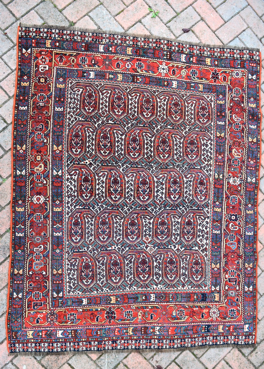 Antique ivory ground Khamseh tribal rug 166x134cm View VII