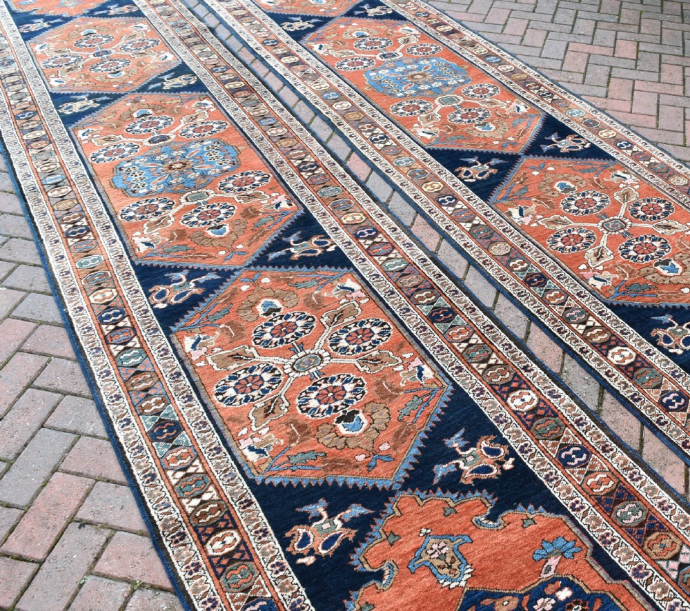 Pair of very long antique Heriz runners View III