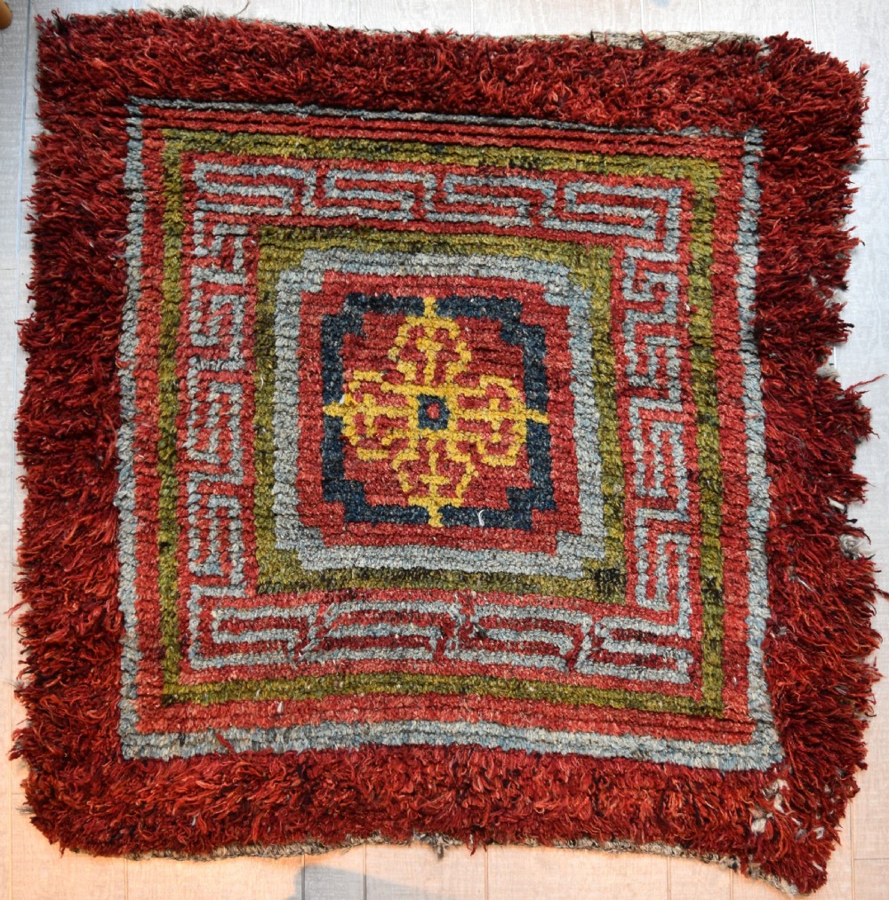 Antique Tibetan monastic seating mat 107x107cm