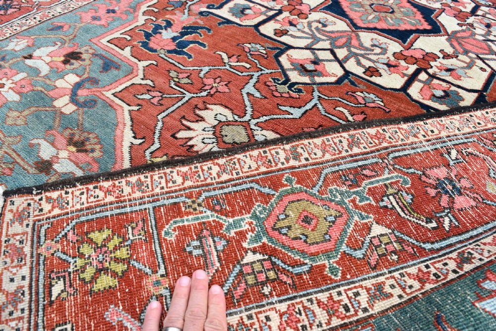 Fine antique small format Heriz rug 200x151cm View V
