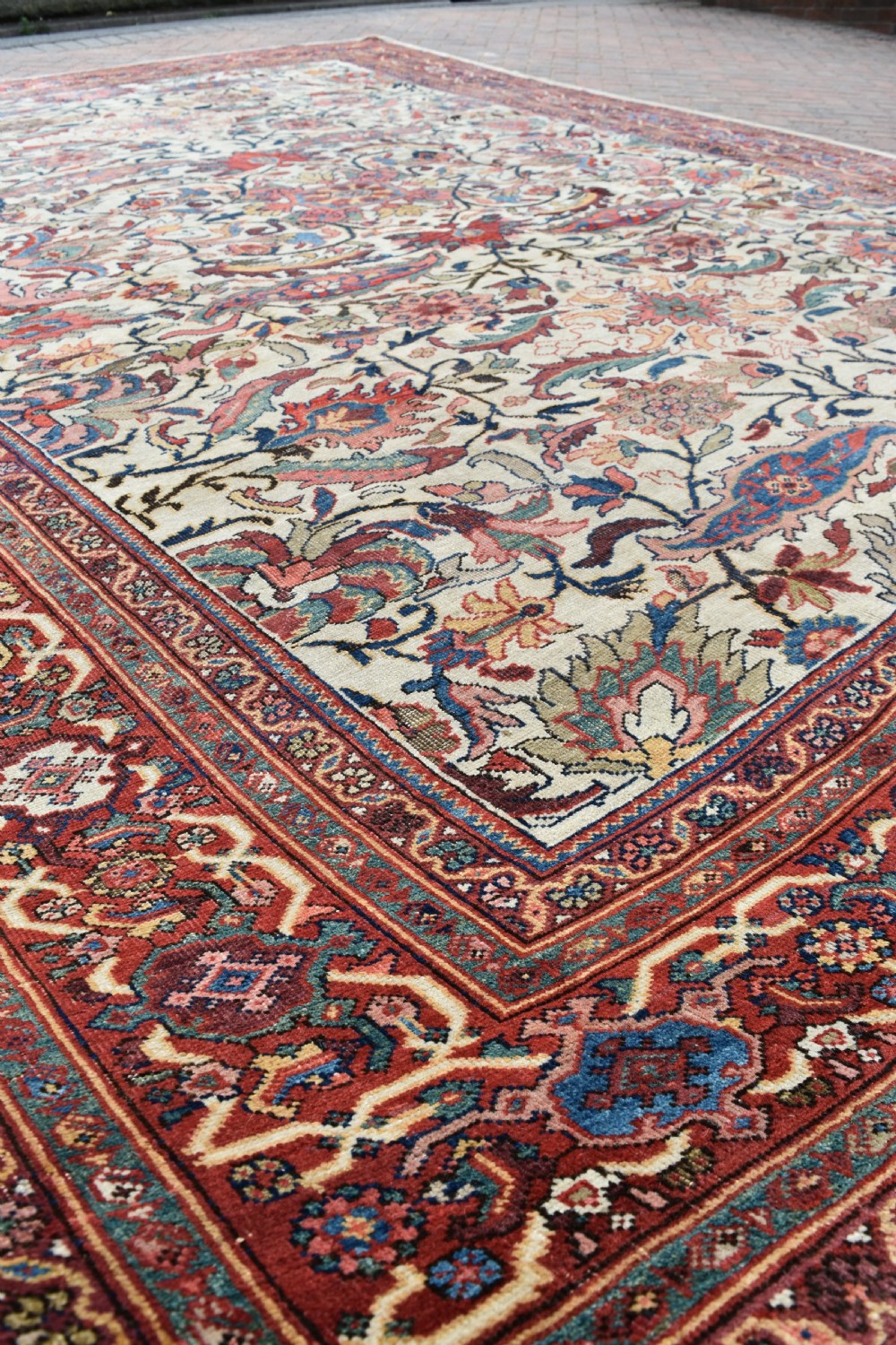 Fine antique Mahal room size carpet on ivory ground.440x324cm View III