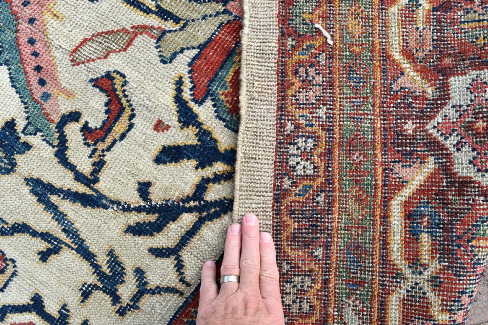 Fine antique Mahal room size carpet on ivory ground.440x324cm View X