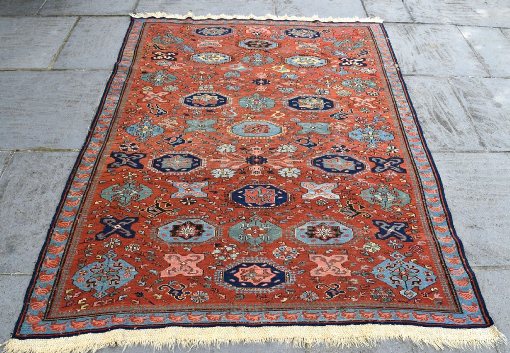 Fine antique Caucasian Seychor Sumak rug 210x128cm 