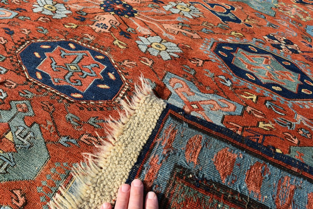 Fine antique Caucasian Seychor Sumak rug 210x128cm  View II