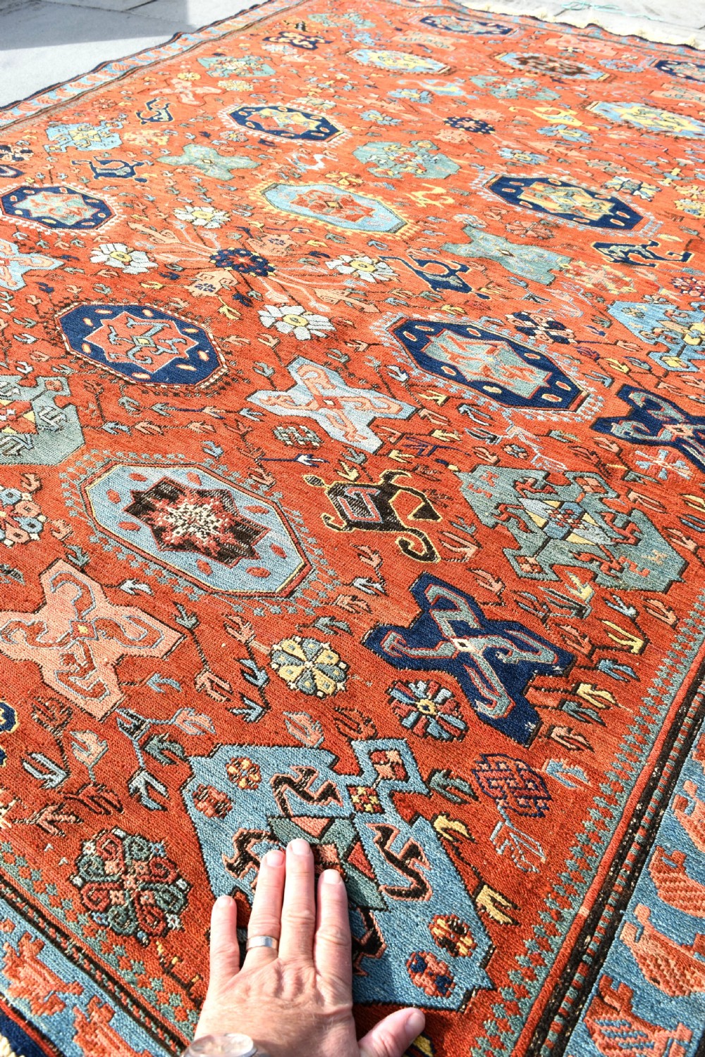 Fine antique Caucasian Seychor Sumak rug 210x128cm  View IV