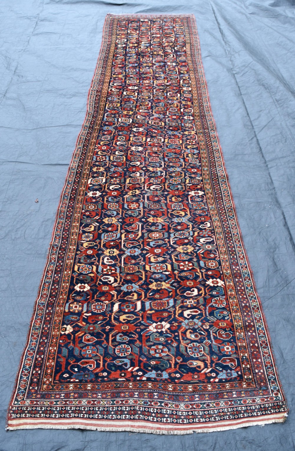 Very fine narrow Khamseh runner 377x89 cm