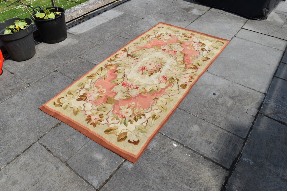 Antique French Aubosson rug 200x96cm View III