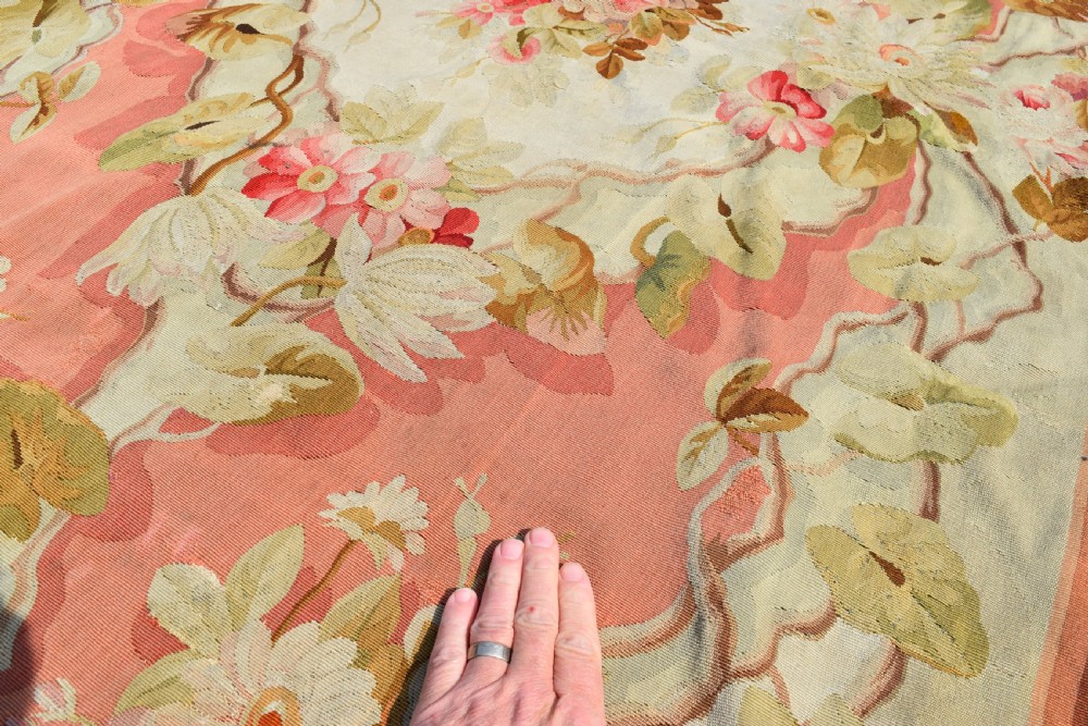 Antique French Aubosson rug 200x96cm View IV