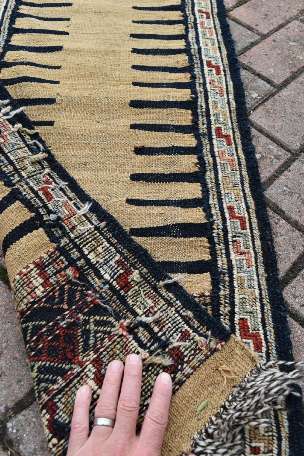 Old Quchan Kurd very long narrow kilim runner 495x46cm View V