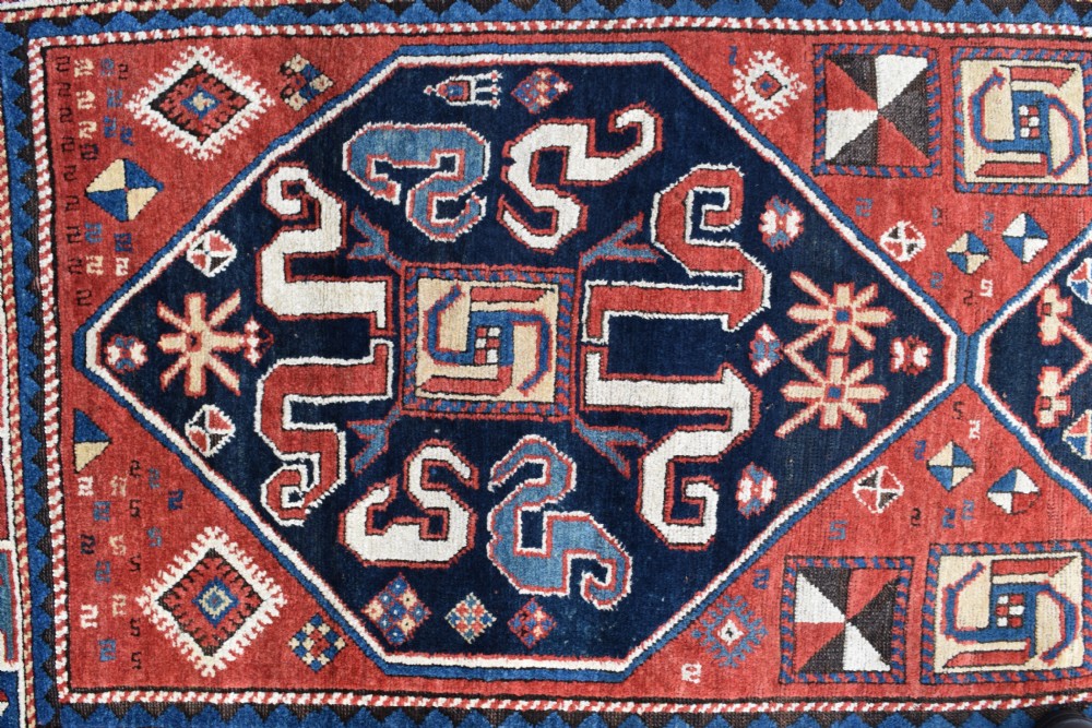 Antique Caucasian Cloudband Kazak rug 248x126 cm View III