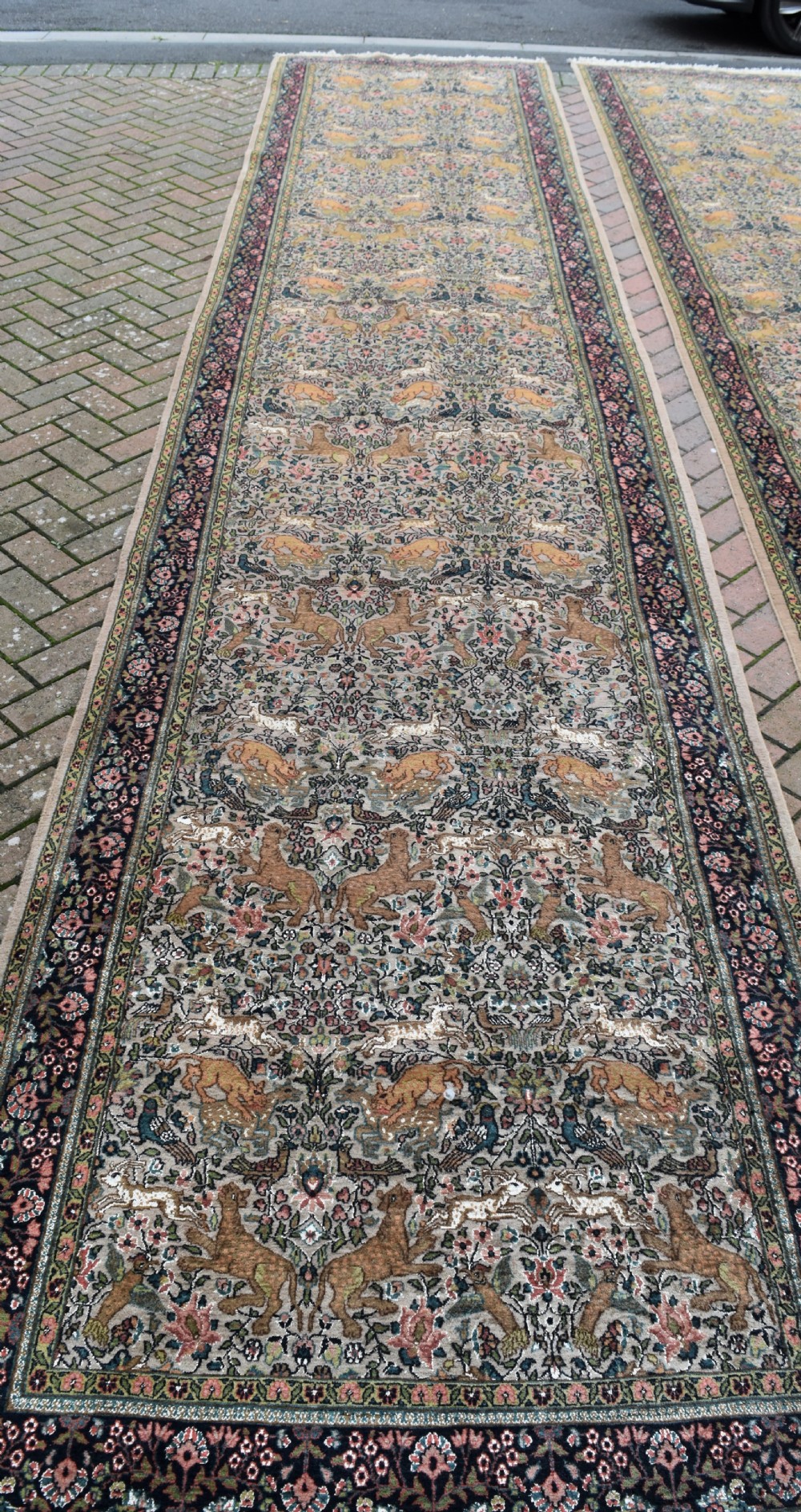 A pair of very large part silk Tabriz runners 608x129 cm each View III