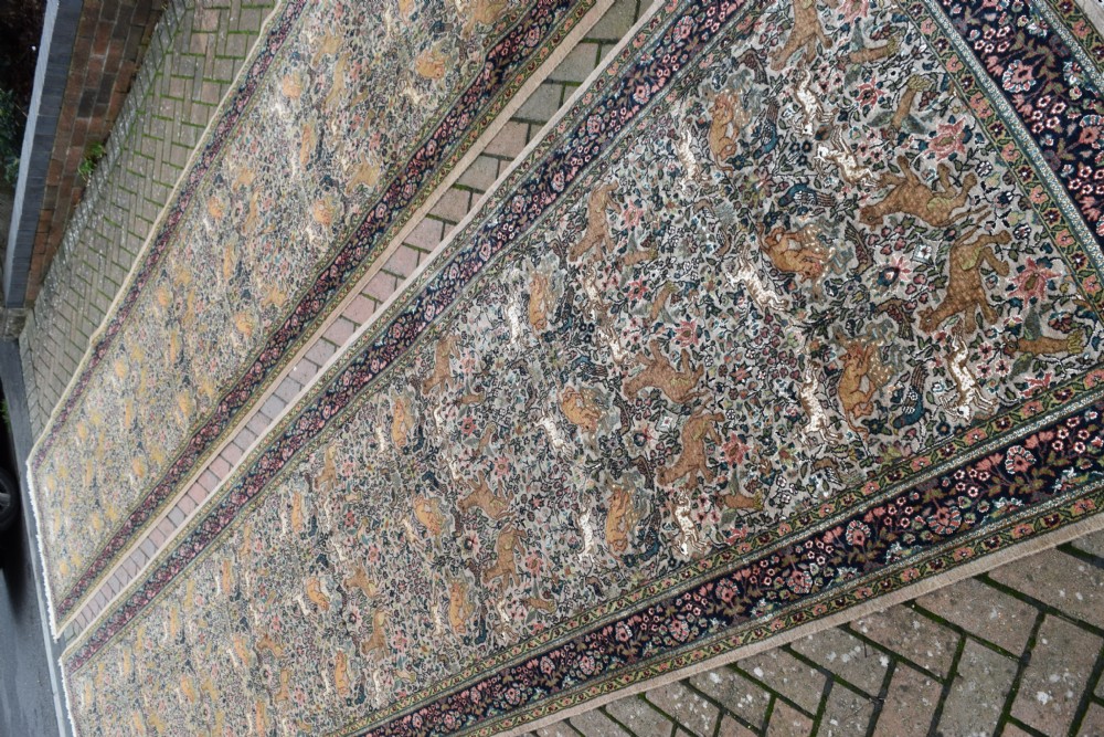 A pair of very large part silk Tabriz runners 608x129 cm each View V