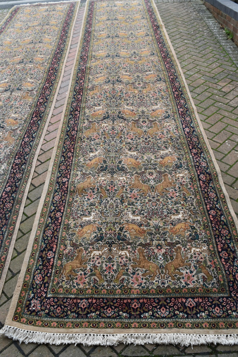 A pair of very large part silk Tabriz runners 608x129 cm each View VI