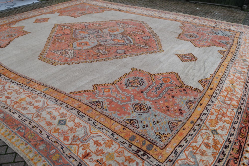 massive antique Ushak carpet 597x525 cm View V