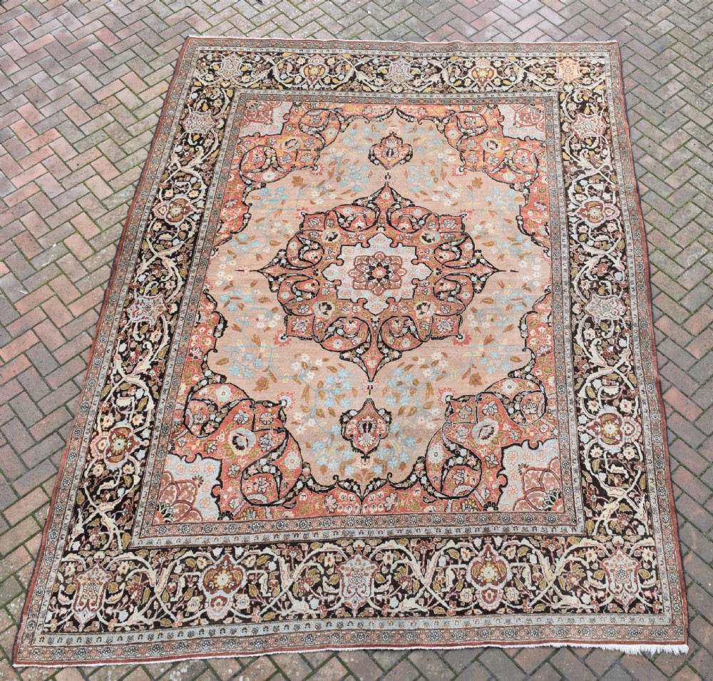 Fine antique Tabriz roomsize carpet 369x279 cm