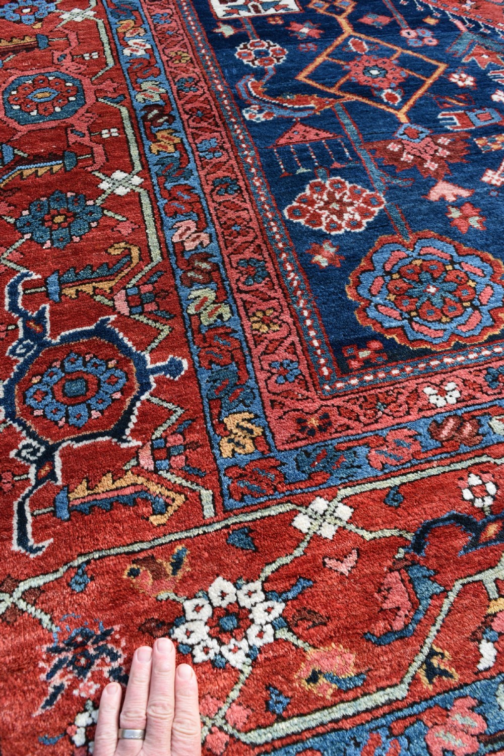 Fine antique Karaja roomsize carpet 427x368 cm View V