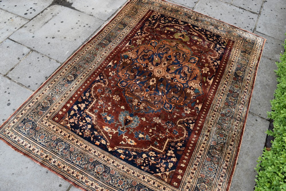 Very fine antique Silk Tabriz rug 185x145cm View II