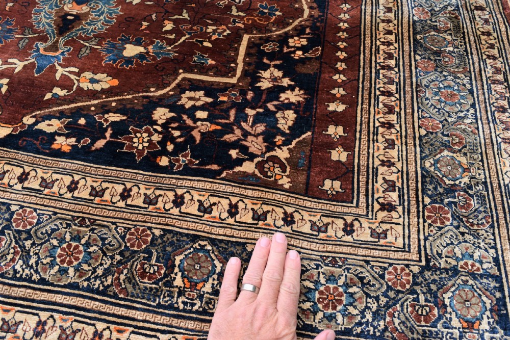 Very fine antique Silk Tabriz rug 185x145cm View III