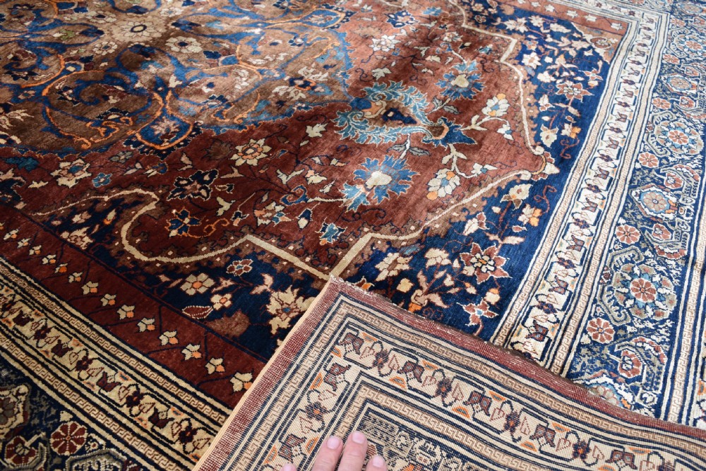 Very fine antique Silk Tabriz rug 185x145cm View V