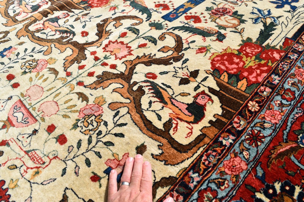 Fine and unusual antique Qum carpet 330x238cm View IV