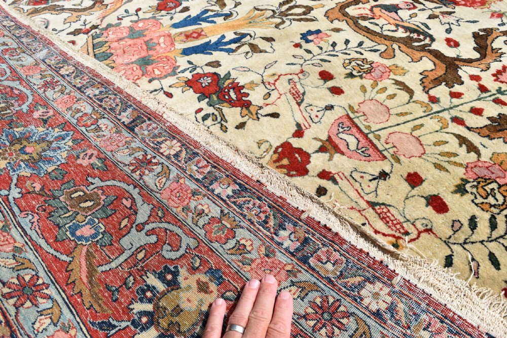 Fine and unusual antique Qum carpet 330x238cm View V
