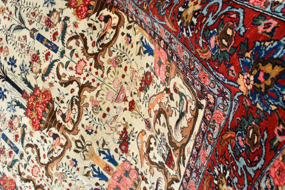 Fine and unusual antique Qum carpet 330x238cm View VI