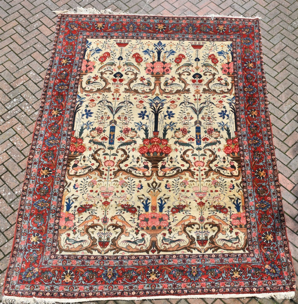 Fine and unusual antique Qum carpet 330x238cm View VII