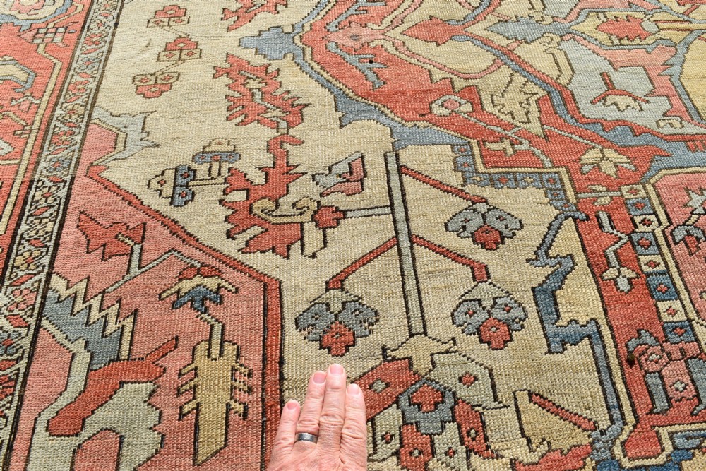 An exceptional antique Serapi carpet 345x290cm View X