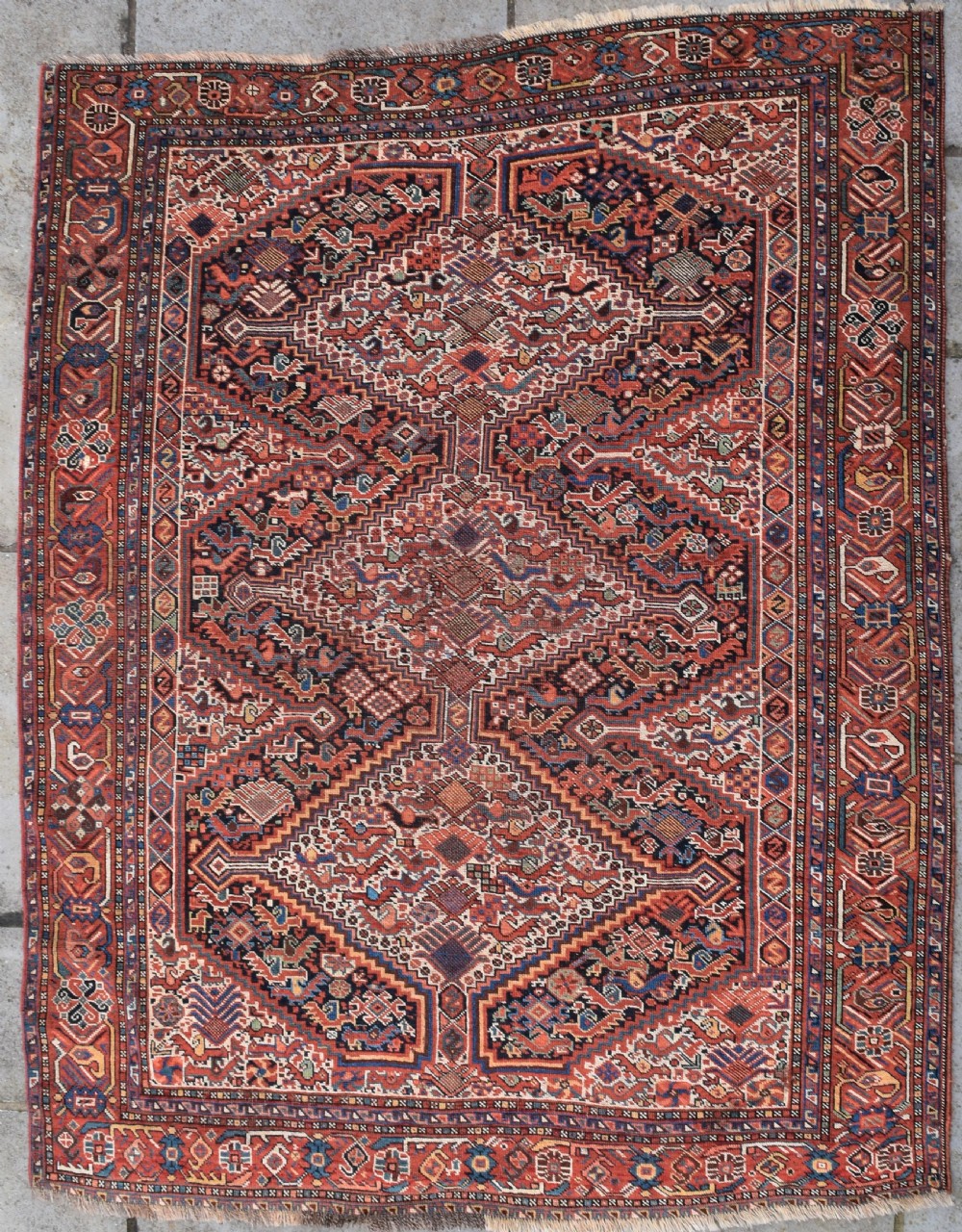 Antique Khamseh chicken rug 186x145 cm