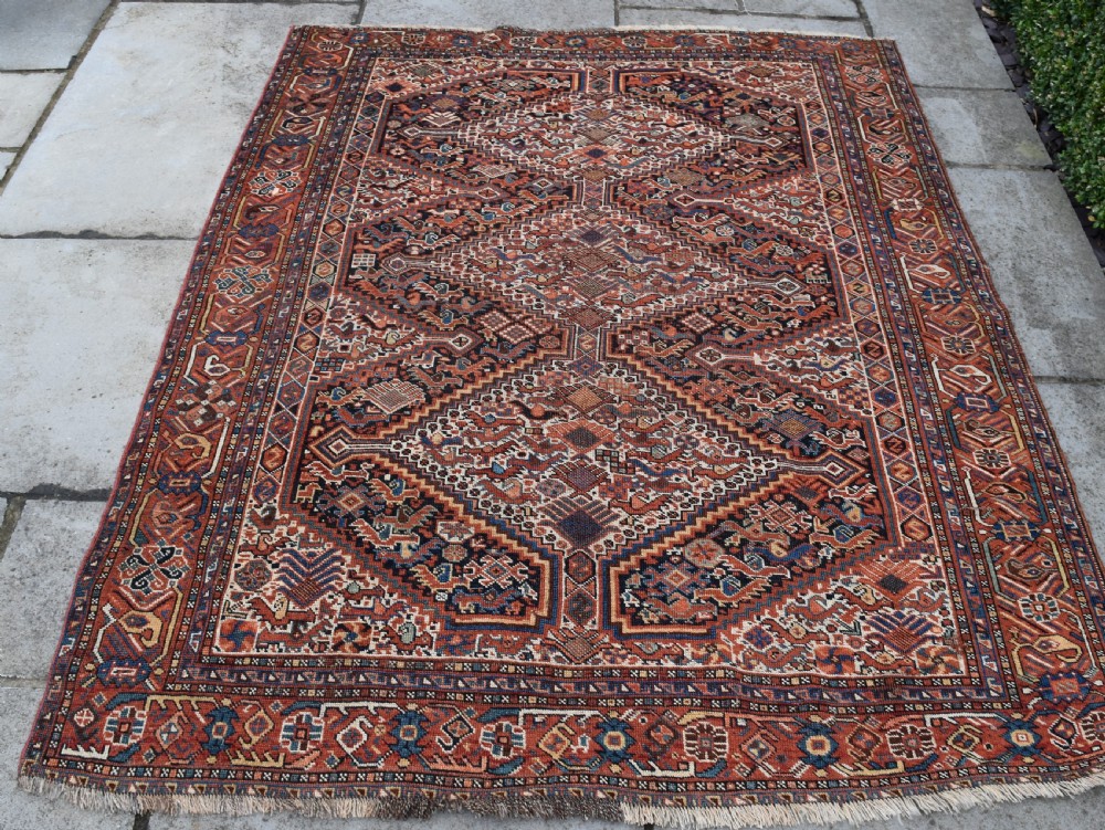 Antique Khamseh chicken rug 186x145 cm View V
