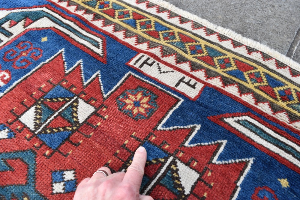 Early Caucasian Kazak carpet dated 1856 View V