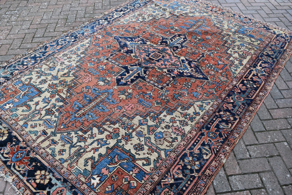 An antique small room size Heriz Carpet 283x203cm View V