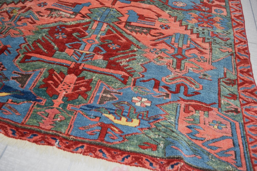 A rare Cacuasian Seychor dragon rug on green ground 153x103 cm View II