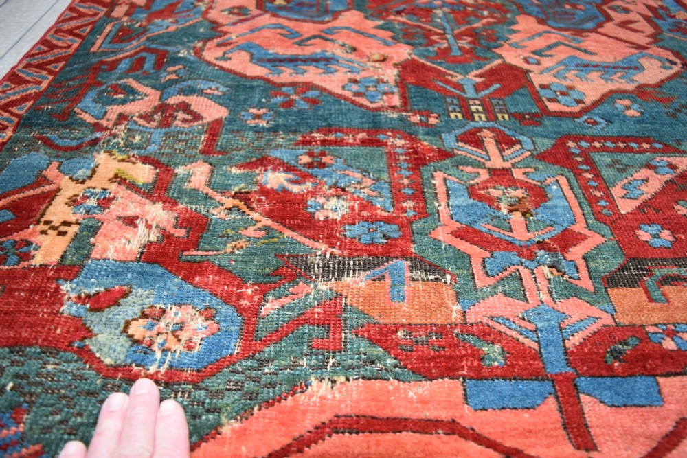 A rare Cacuasian Seychor dragon rug on green ground 153x103 cm View IV