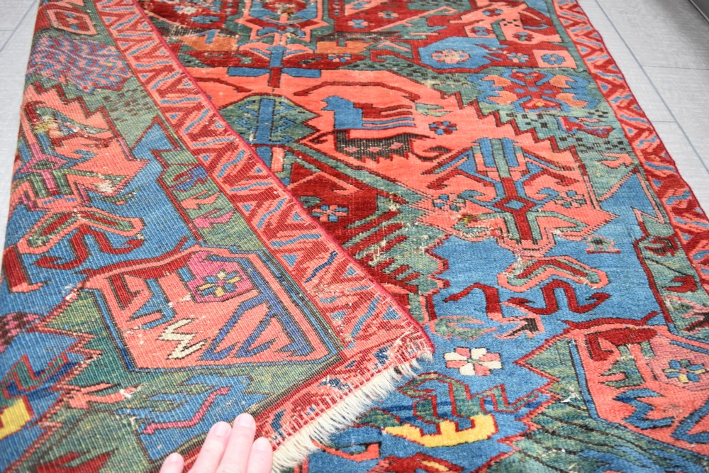 A rare Cacuasian Seychor dragon rug on green ground 153x103 cm View V