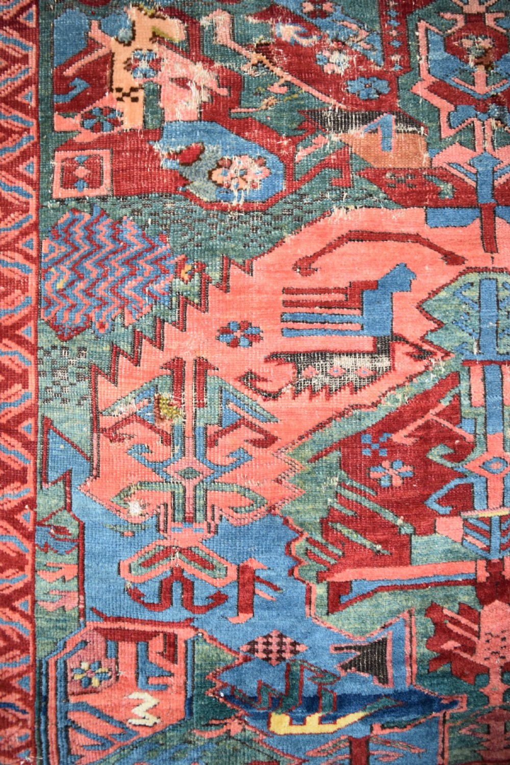 A rare Cacuasian Seychor dragon rug on green ground 153x103 cm View VI
