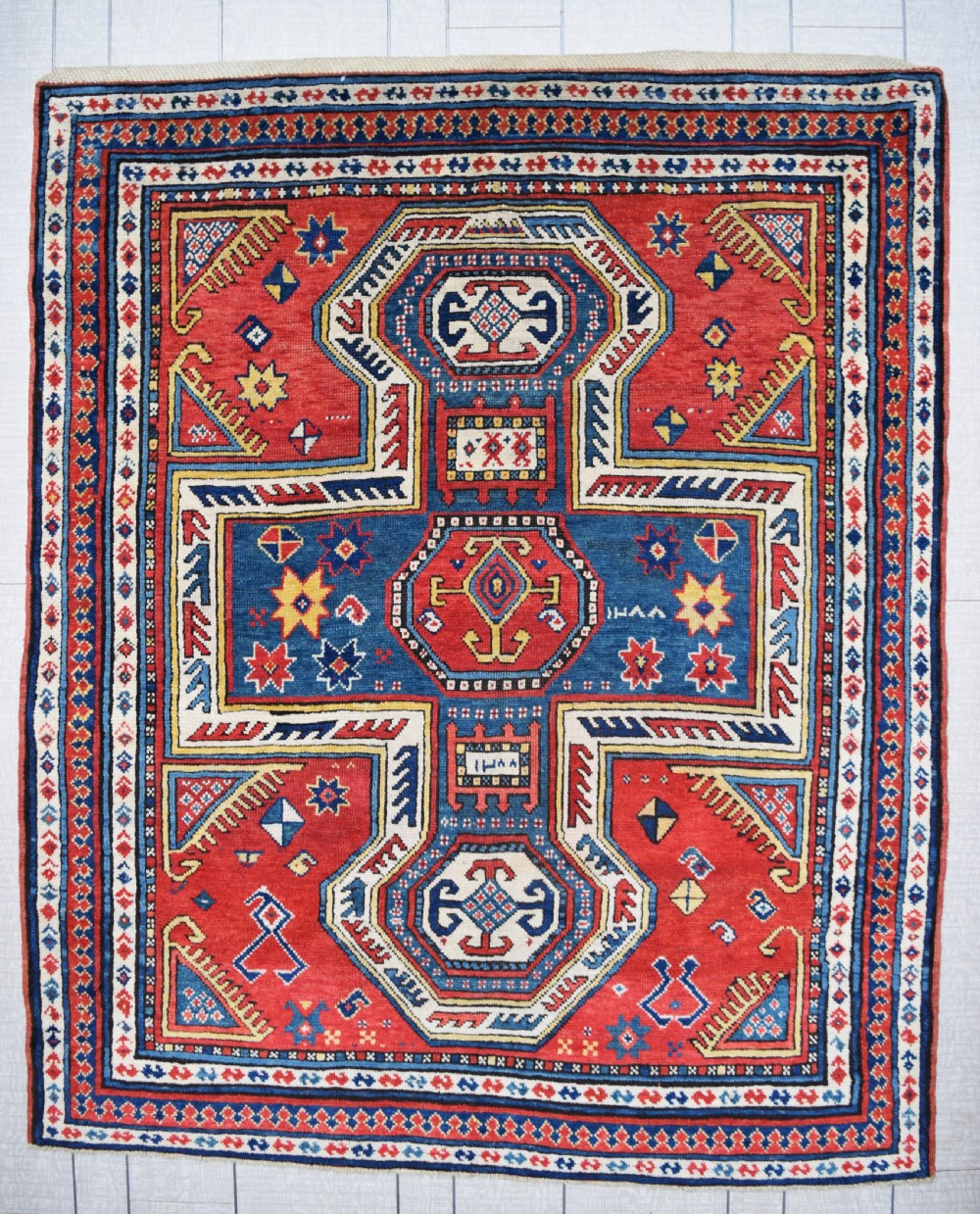 Antique Caucasian Kazak small rug dated 1870 View II
