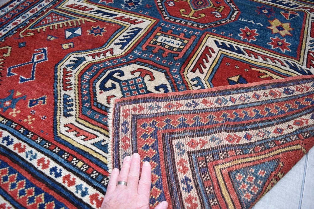 Antique Caucasian Kazak small rug dated 1870 View IV