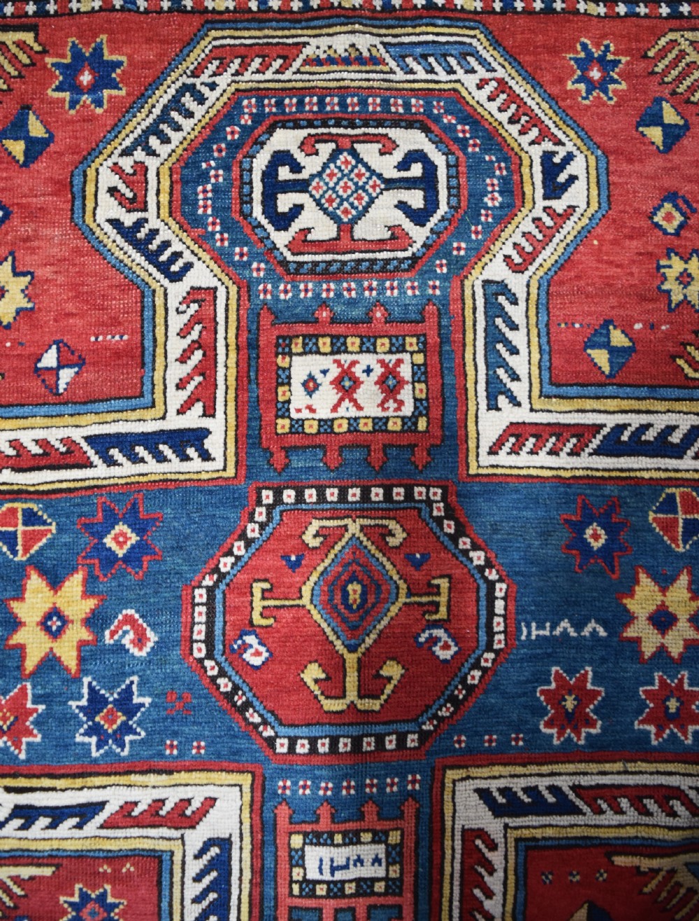 Antique Caucasian Kazak small rug dated 1870 View VI