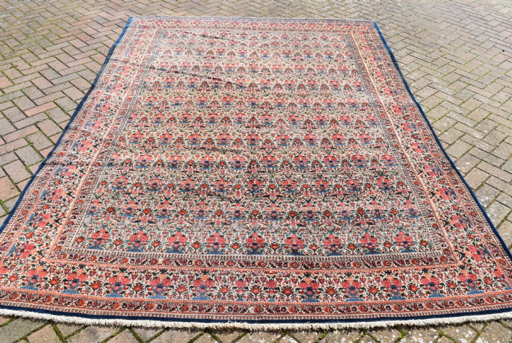 A very fine, part silk antique Tehran carpet 315x218 cm