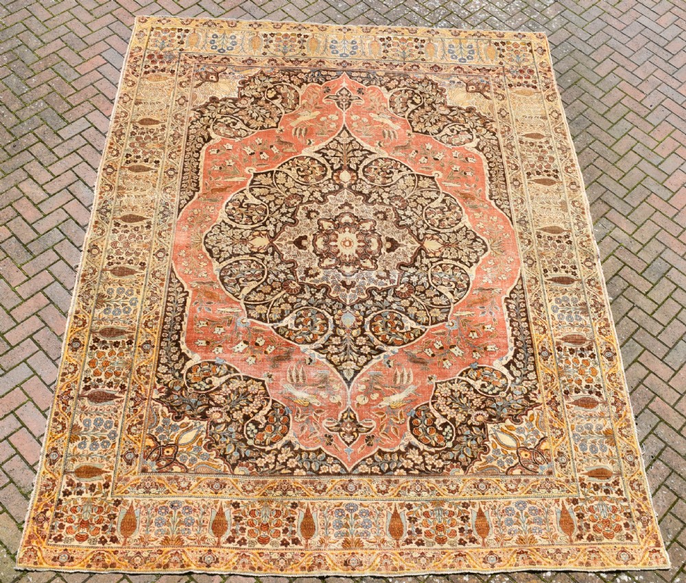 Antique Tabriz roomsize carpet 373x289cm