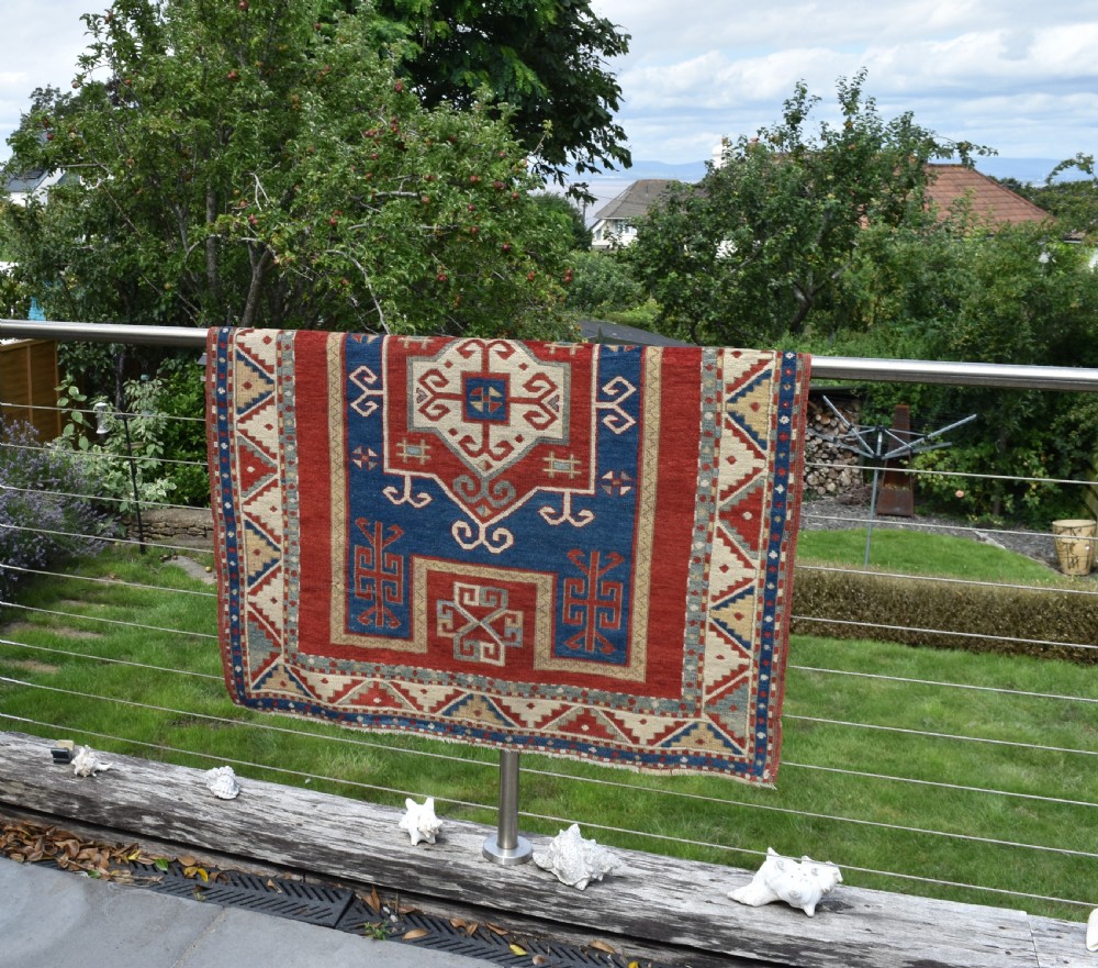 Early Caucasian Fachralo Kazak prayer rug 140x122 cm View VI